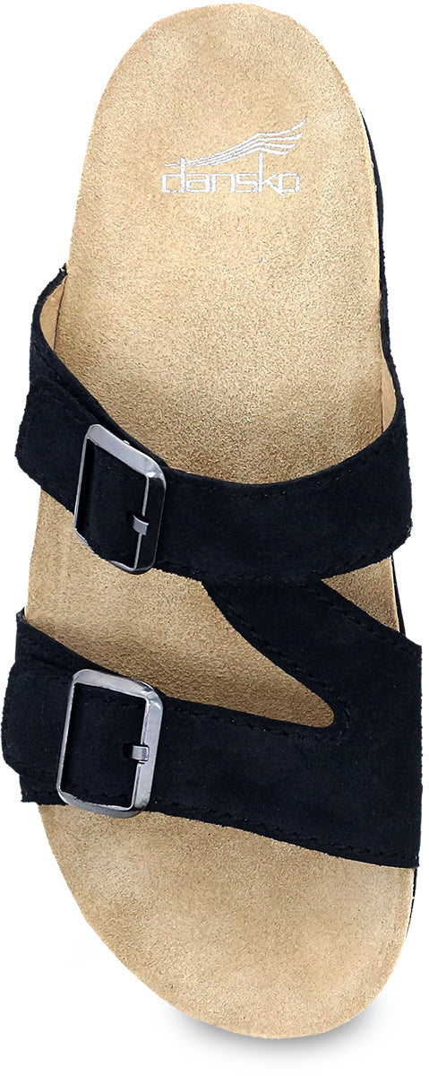 Dansko Women's Black Suede Dayna Sandals with Adjustable Straps