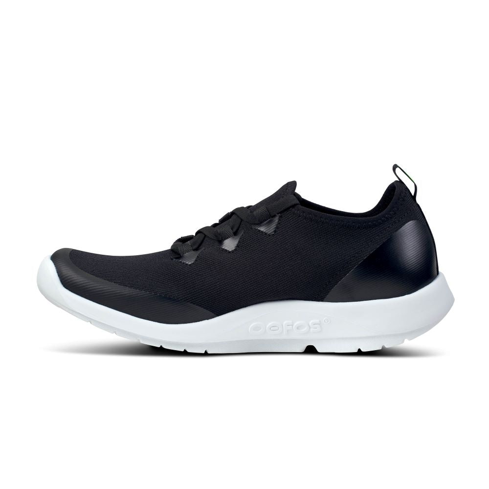 OOFOS Women's Athletic Low-Top OOmg Sport LS Shoes in White and Black Color Scheme