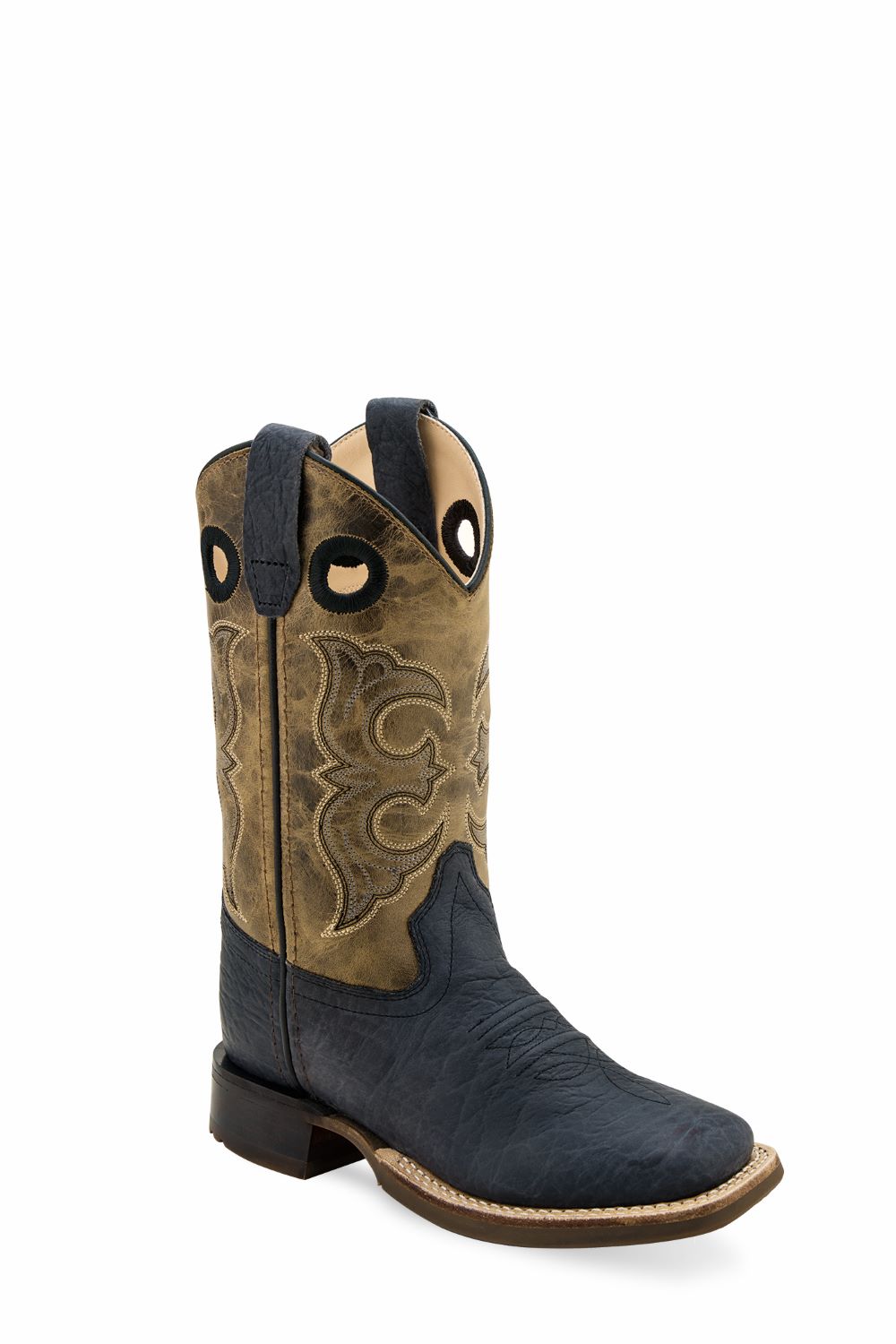 Black/Tan 'Old West' Children's Western Boots with Square Toe