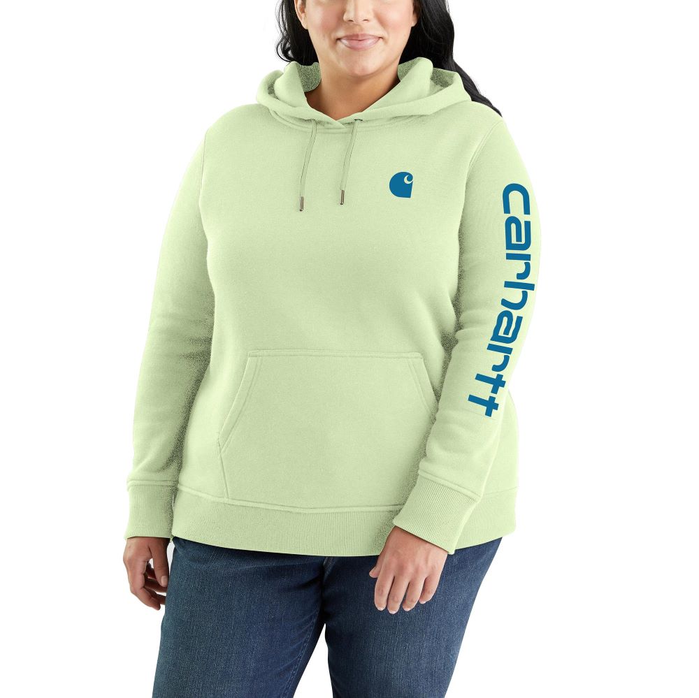 Carhartt Women's Casual Clarksburg Sleeve Logo Hoodie in Hint of Lime Color