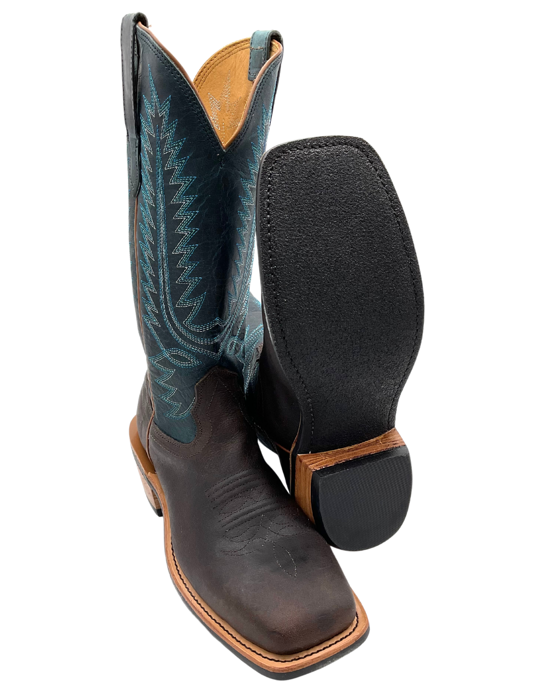 Fenoglio Men's Western Style Square Toe Boots - Whiskey Byron Crunch and Danube Wax Finish
