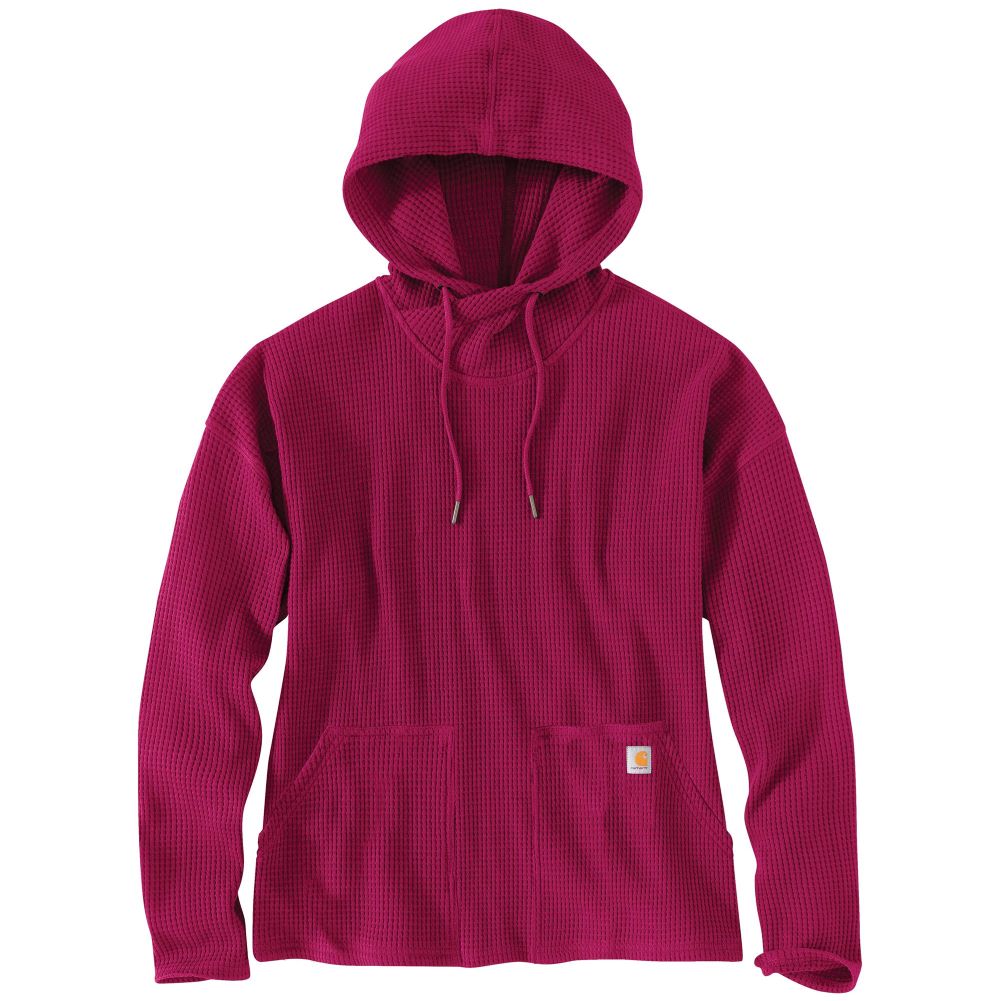 Carhartt Women's Beet Red Heather Heavyweight Thermal Waffle Knit Hoodie