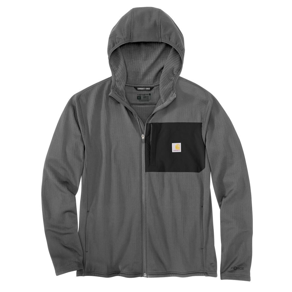 Carhartt Men's Full-Zip Force Hoodie in Steel - Comfort & Durability