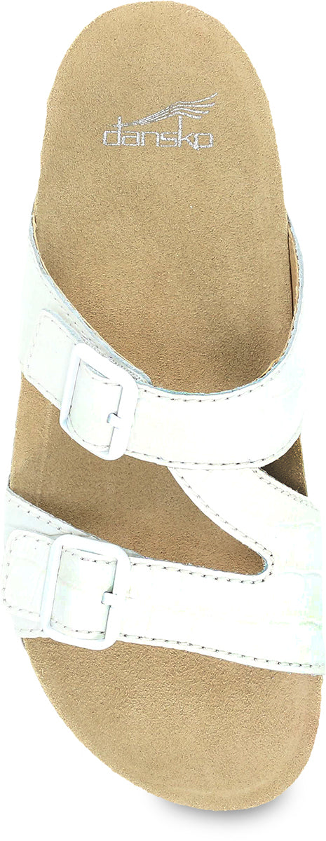 Dansko Women's Dayna Sandals in White Croco Print - Comfortable & Stylish