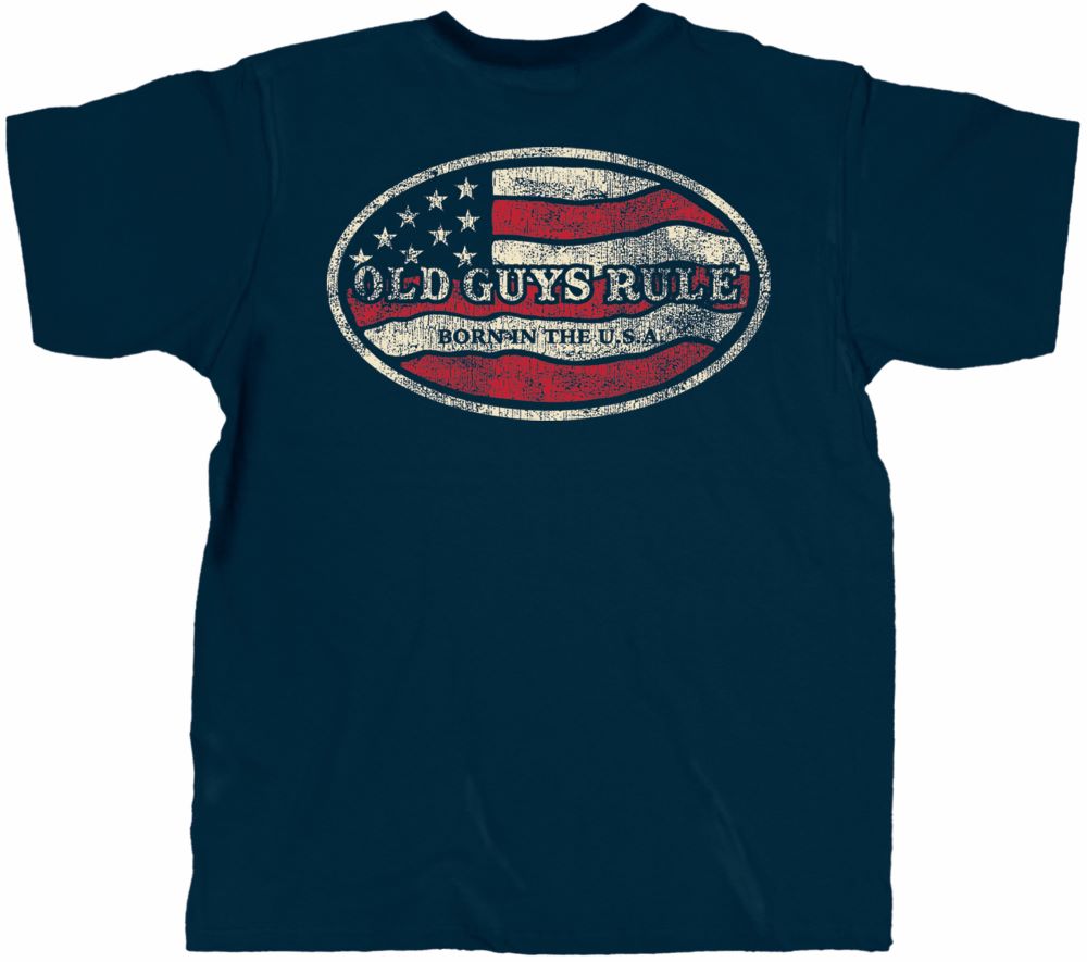 Navy Men's Vintage 'Old Guys Rule' Born In The USA T-Shirt