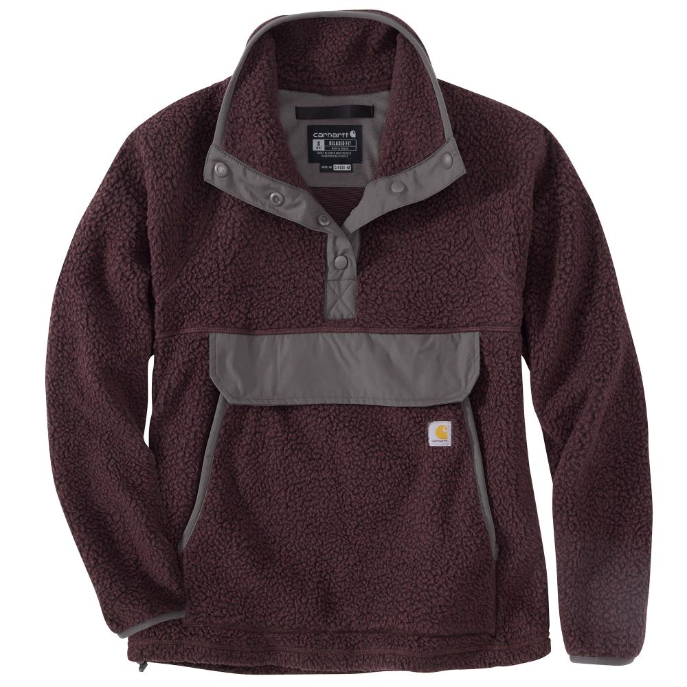 Carhartt Women's Blackberry Heather Relaxed-Fit 1/4 Snap Fleece Pullover