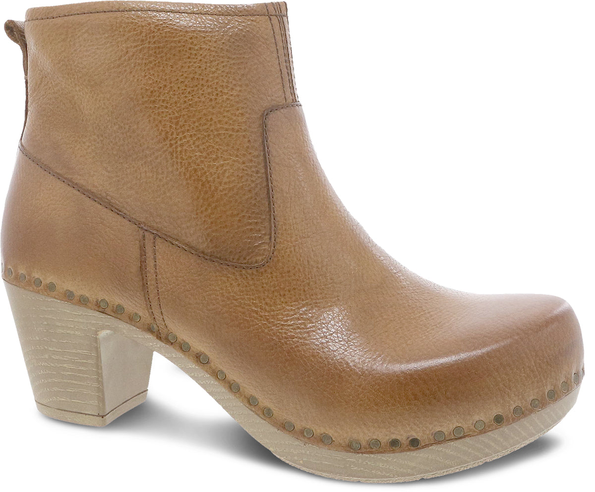 Dansko Women's Tan Milled Burnished Sarah Stylish Booties