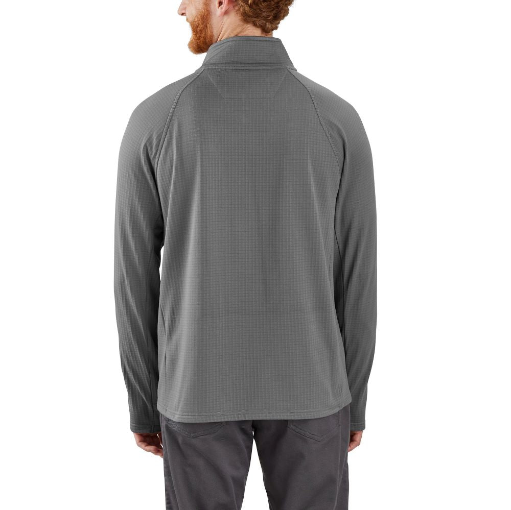 Carhartt Men's Force Half-Zip Mock Neck Pullover Hoodie in Steel Color