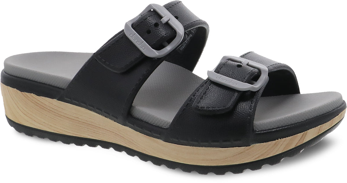 Dansko Women's Black Molded Kandi Double Strap Slide Sandals for Summer