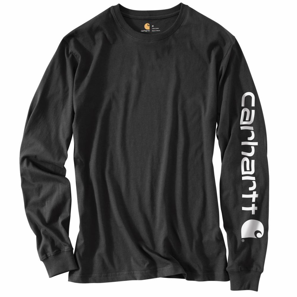 Carhartt Men's Black Heavyweight Long Sleeve Logo T-Shirt