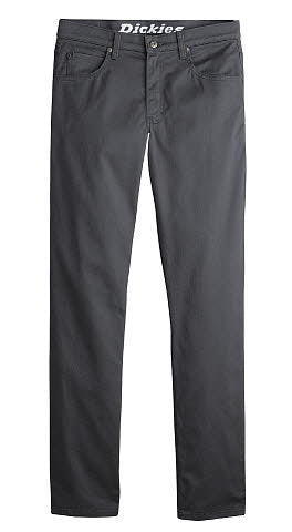 Dickies X-Series Regular Fit Straight Leg 5-Pocket Stretch Pants in Rinsed Charcoal Gray