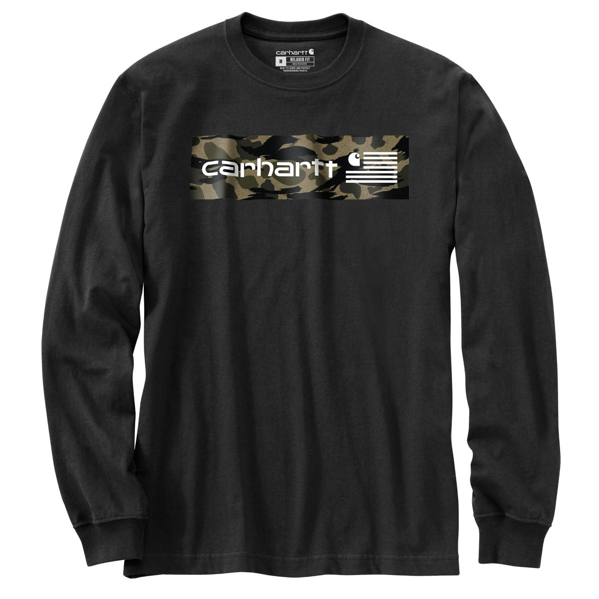 Carhartt Men's Black Midweight USA Flag Graphic Relaxed-Fit T-Shirt