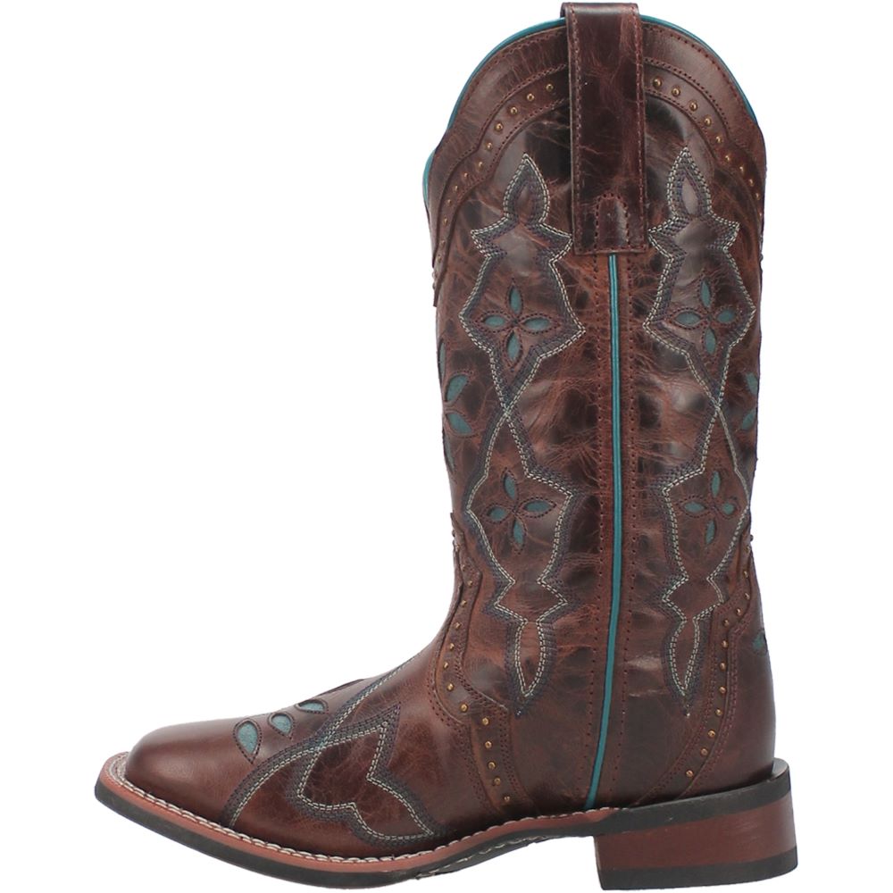 Laredo Women's Fashionable Gillyann Western-Style Square Toe Boots in Dark Brown