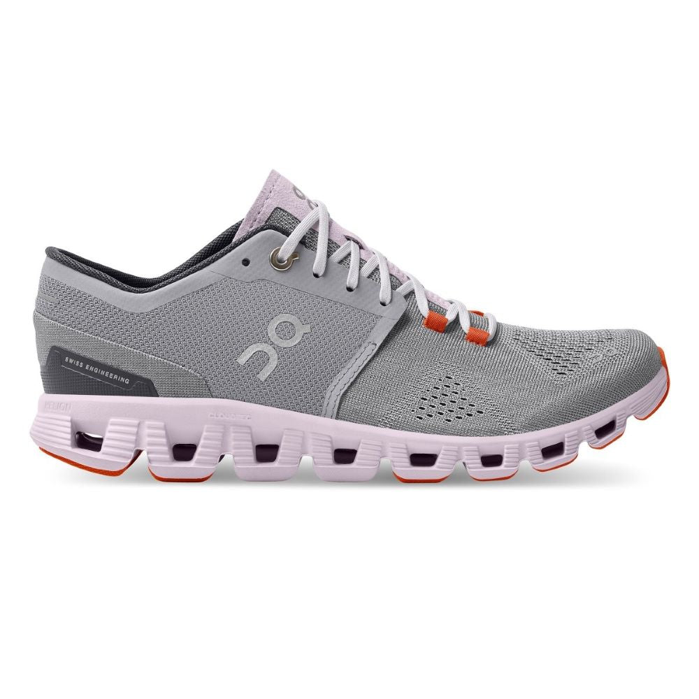 On Running Women's Athletic Cloud X Running Shoes - Alloy / Lily Colorway