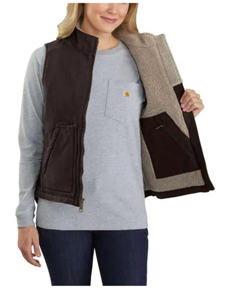 Carhartt Women's Dark Brown Washed Sherpa Lined Warm Vest