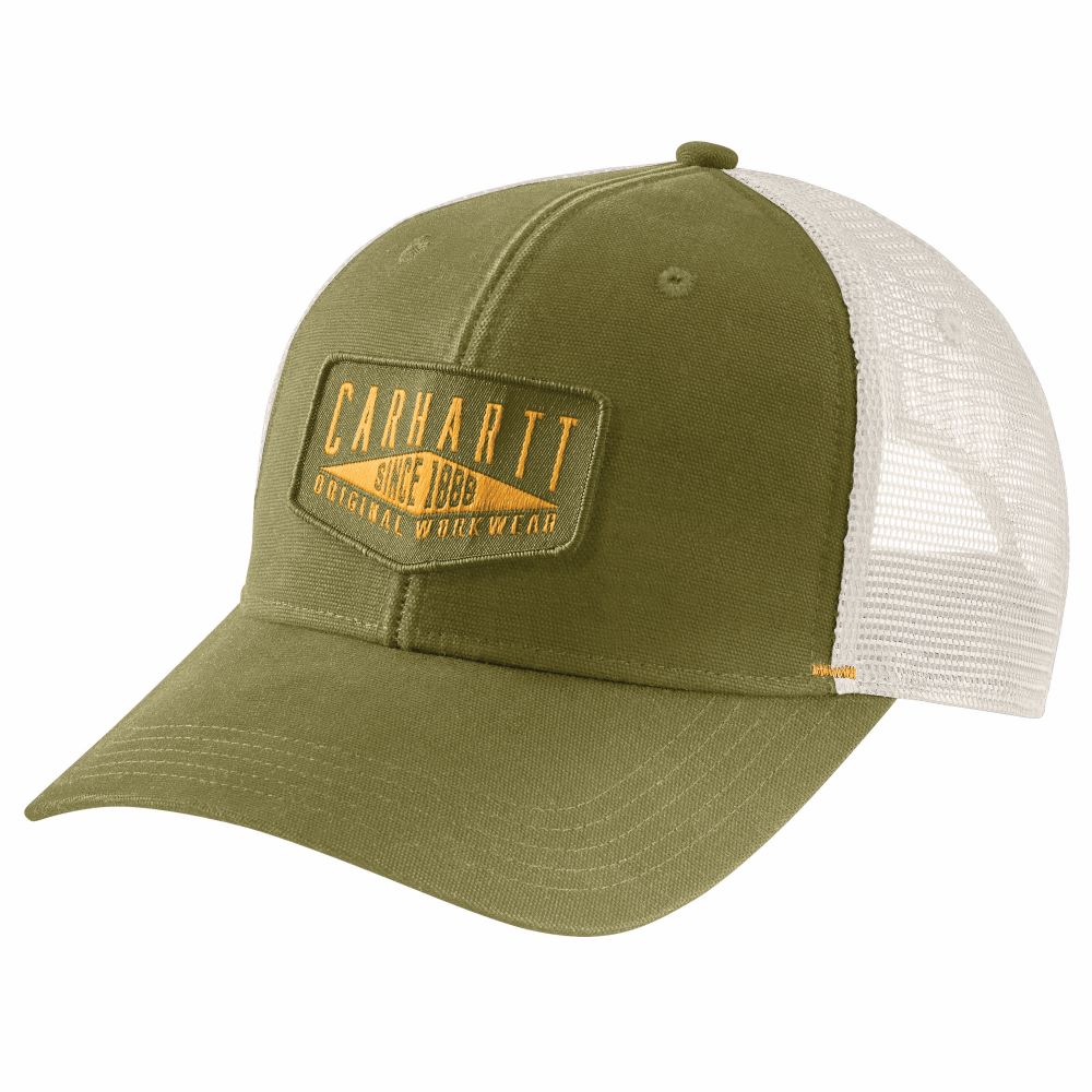 Carhartt Men's True Olive Canvas Mesh-Back Comfort Work Cap