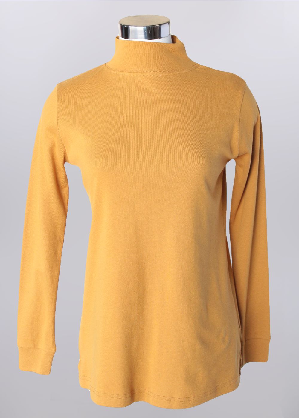 Stylish 'Keren Hart' Women's Mustard-Colored Mock Neck Long Sleeve Knit Top for Fashion Mix - and - Match