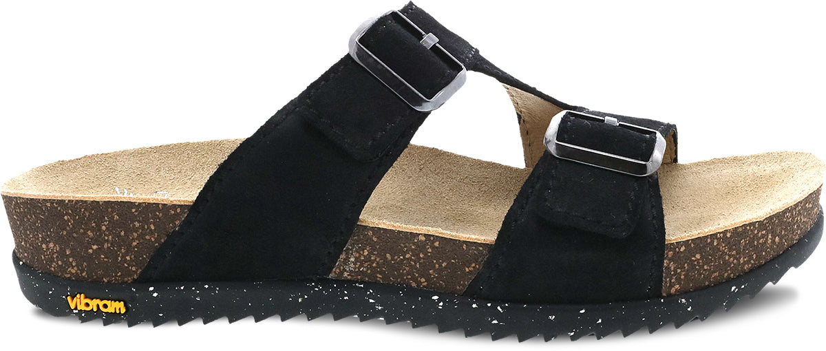 Dansko Women's Black Suede Dayna Sandals with Adjustable Straps
