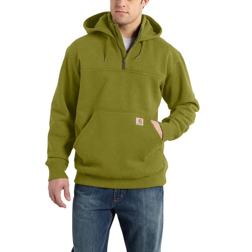 Carhartt Men's Heavyweight 1/4 Zip Rain Defender Paxton Hoodie in Dill Heather