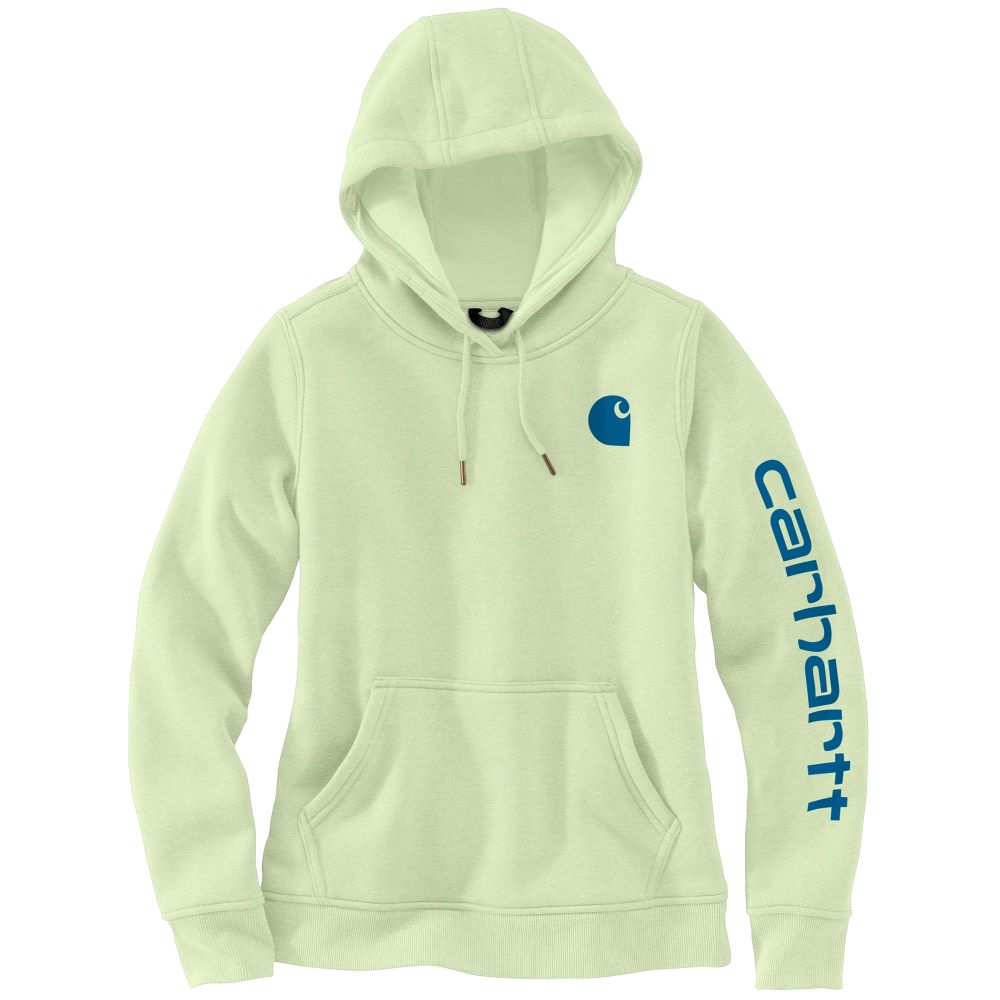 Carhartt Women's Casual Clarksburg Sleeve Logo Hoodie in Hint of Lime Color