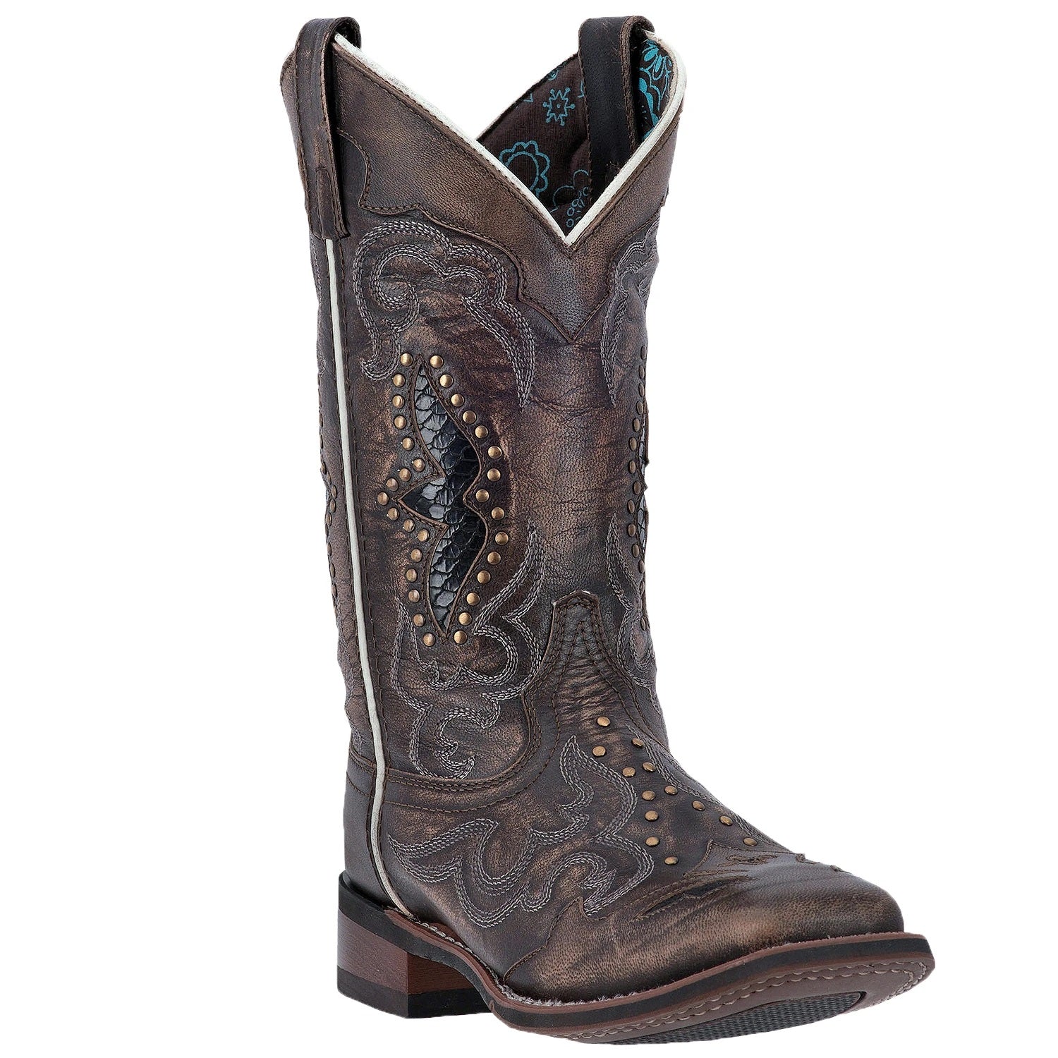 Laredo Women's Stunning 11-Inch Spellbound Western Square Toe Boots in Blacktan Color
