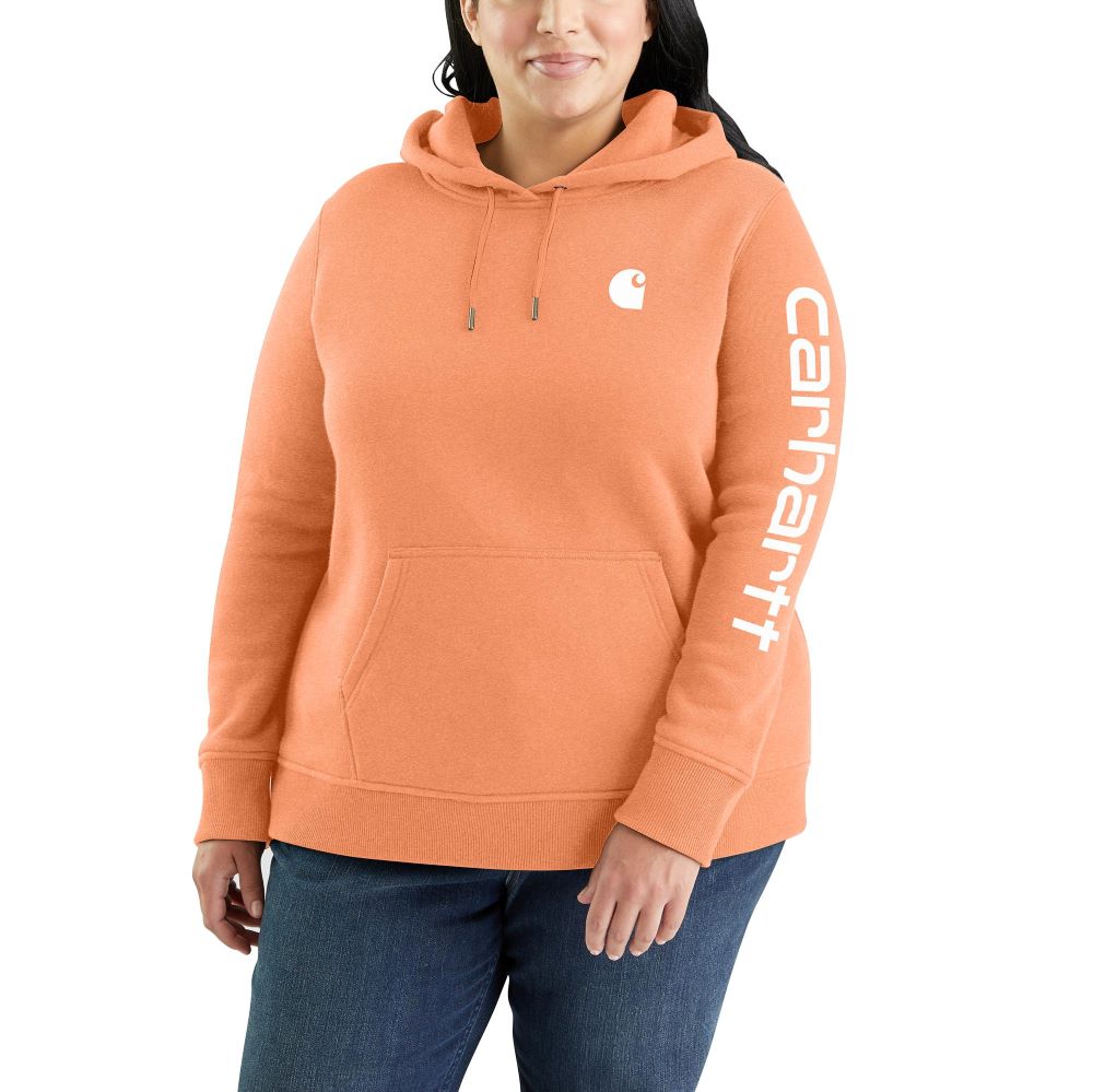 Carhartt Women's Dusty Orange Heather Clarksburg Logo Sleeve Hoodie