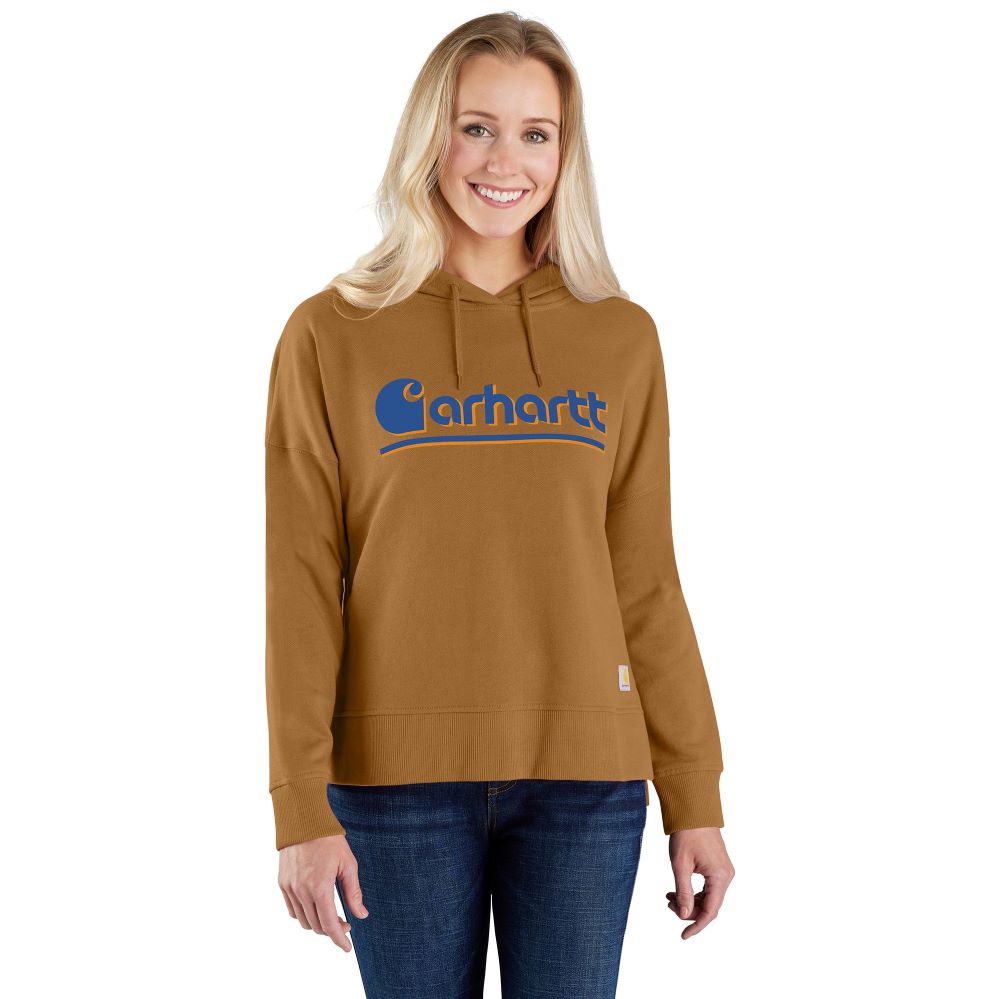 Carhartt Women's Fashionable Graphic Hooded Sweatshirt in Carhartt Brown Shade