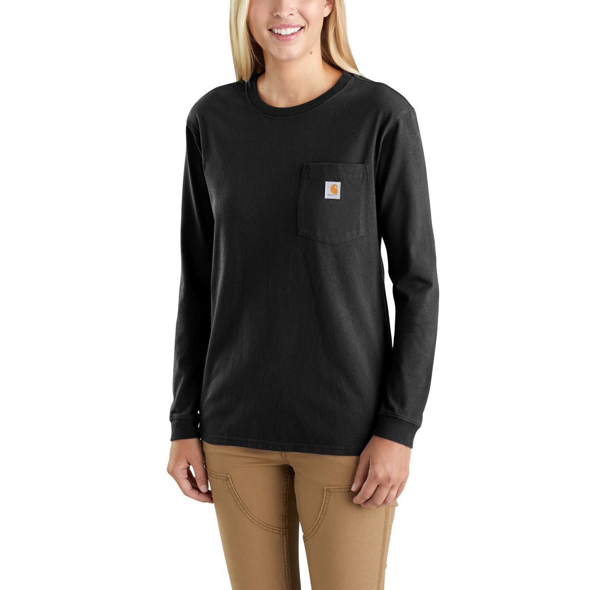 Carhartt Women's Work-Ready Heavyweight Pocket T-Shirt in Classic Black Color