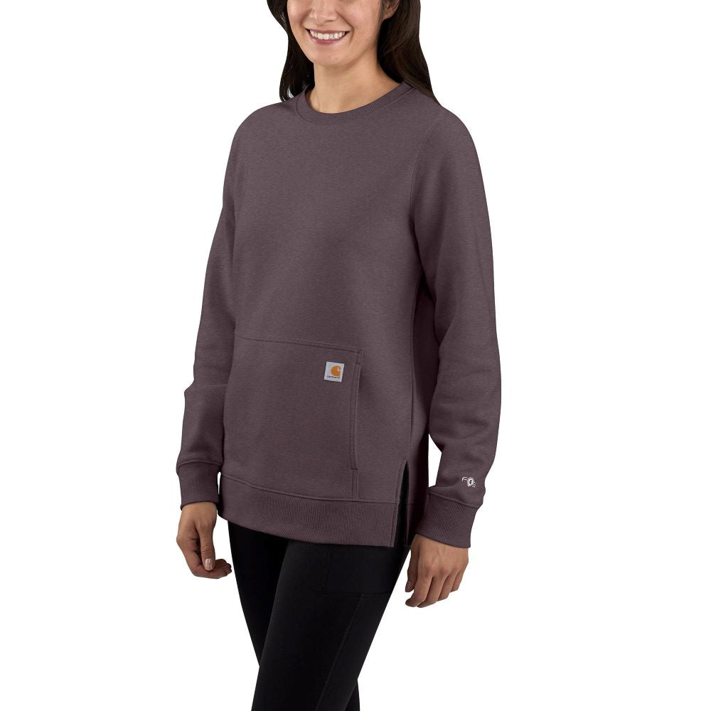 Carhartt Women's Force Lightweight Blackberry Heather Sweatshirt for All-Day Comfort