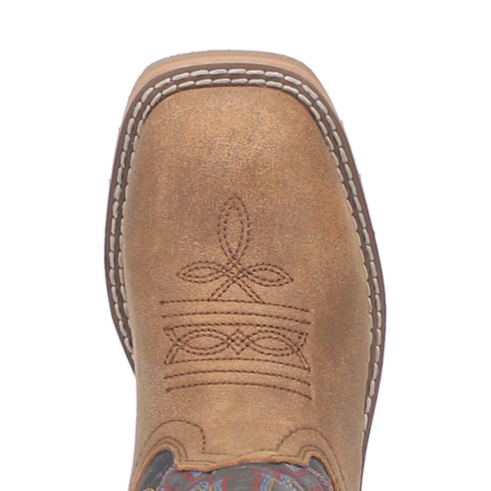 Dan Post Youth Western Square Toe Cowboy Boots in Tan Color (Sizes 3.5Y - 6Y)