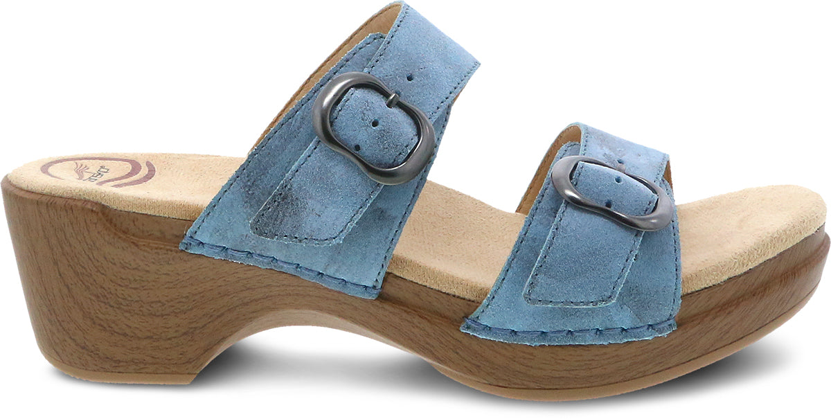Dansko Women's Fashionable Sophie Slide Sandals in Dusty Blue Suede