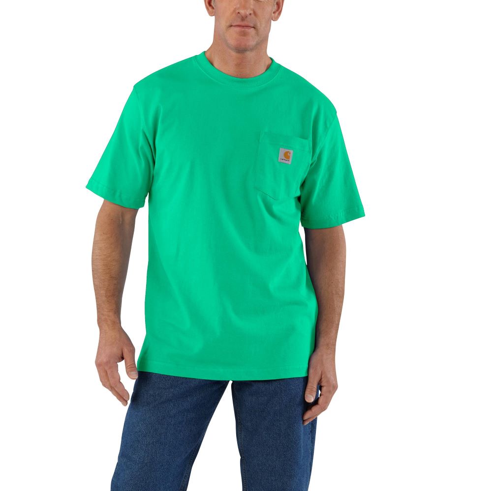 Carhartt Men's Heavyweight Loose-Fit Pocket T-Shirt in Malachite Green