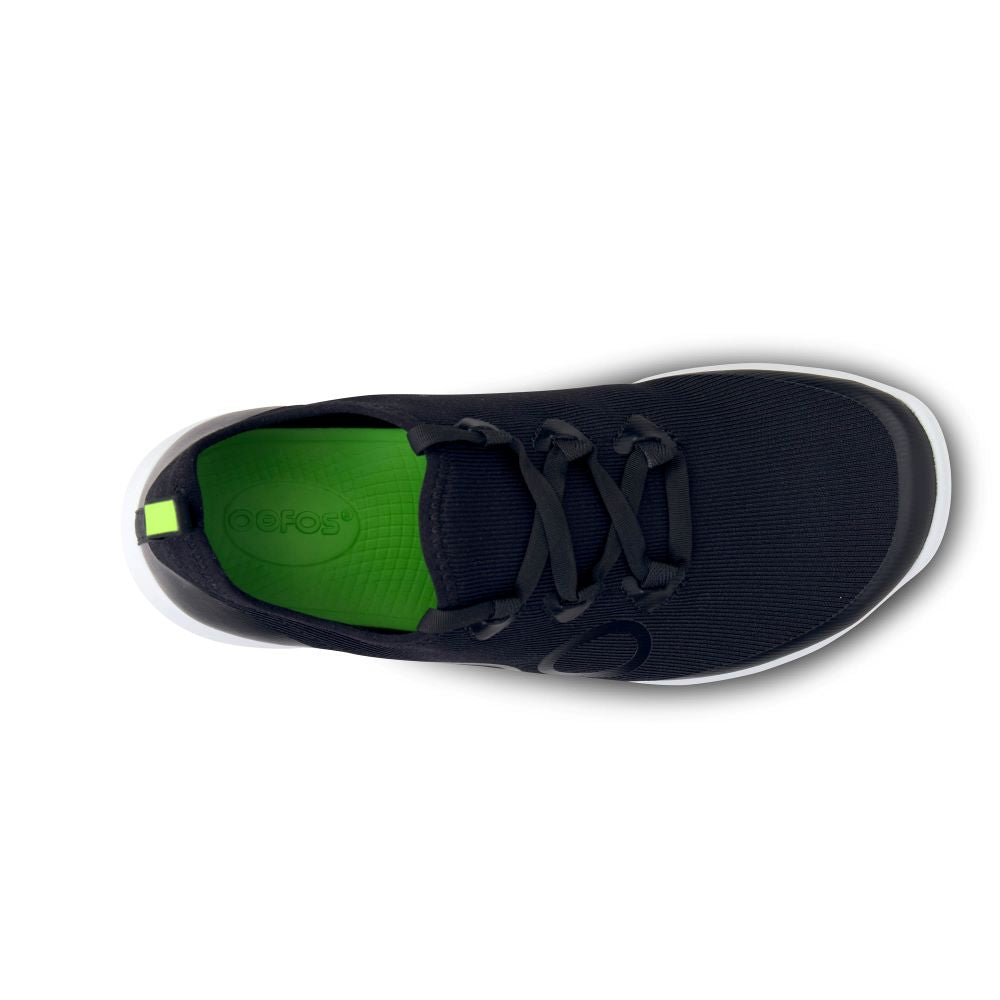 OOFOS Women's Athletic Low-Top OOmg Sport LS Shoes in White and Black Color Scheme