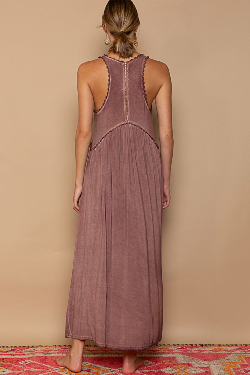 Stylish Burgundy Women's Flowy Tank Dress by POL Clothing Inc