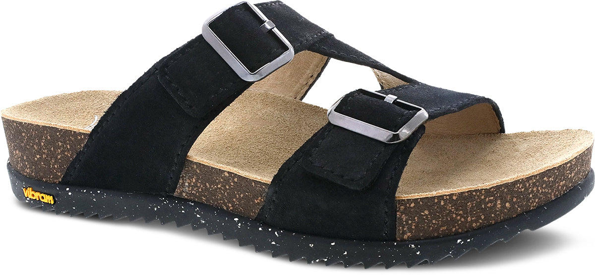 Dansko Women's Black Suede Dayna Sandals with Adjustable Straps