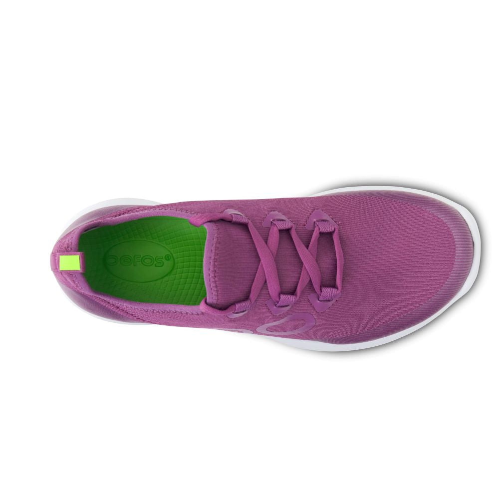 OOFOS Women's Athletic Low-Top OOmg Sport LS Shoes in White and Plum Color Combination