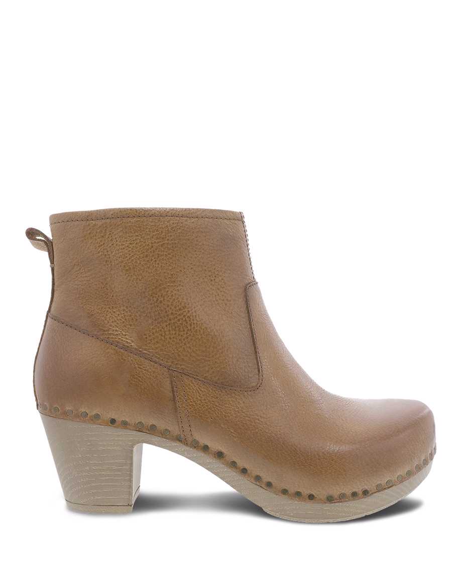 Dansko Women's Tan Milled Burnished Sarah Stylish Booties