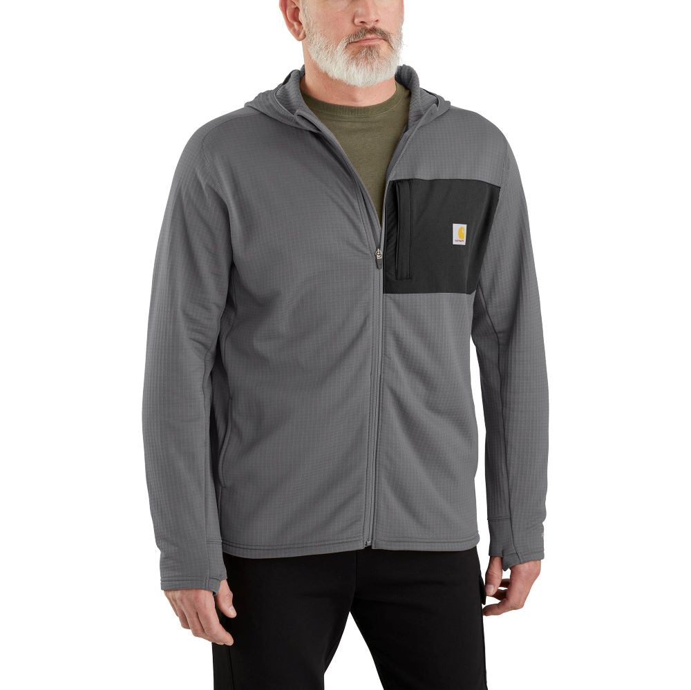 Carhartt Men's Full-Zip Force Hoodie in Steel - Comfort & Durability
