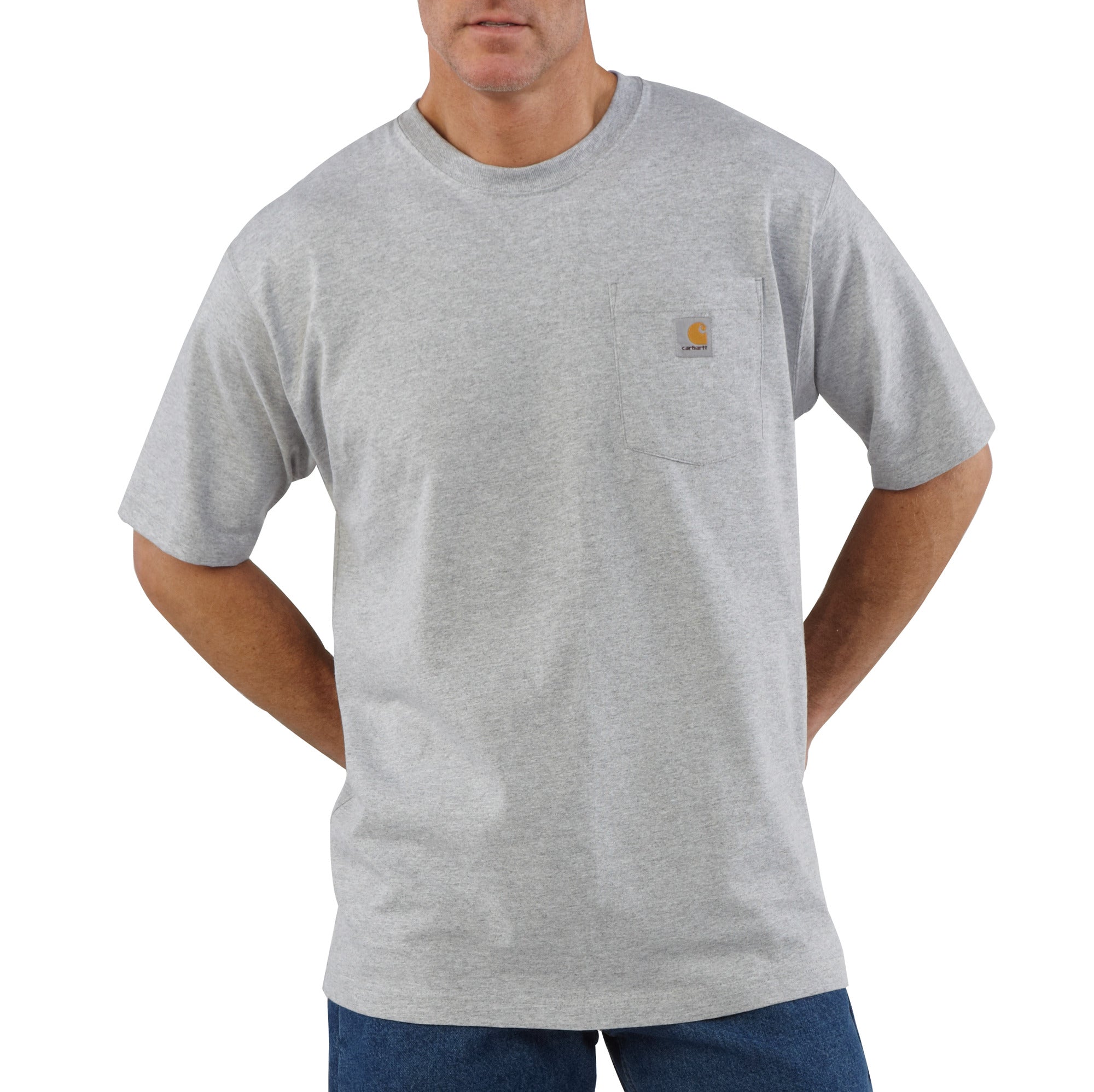 Carhartt Men's Heavyweight Loose-Fit Pocket T-Shirt in Stylish Heather Gray