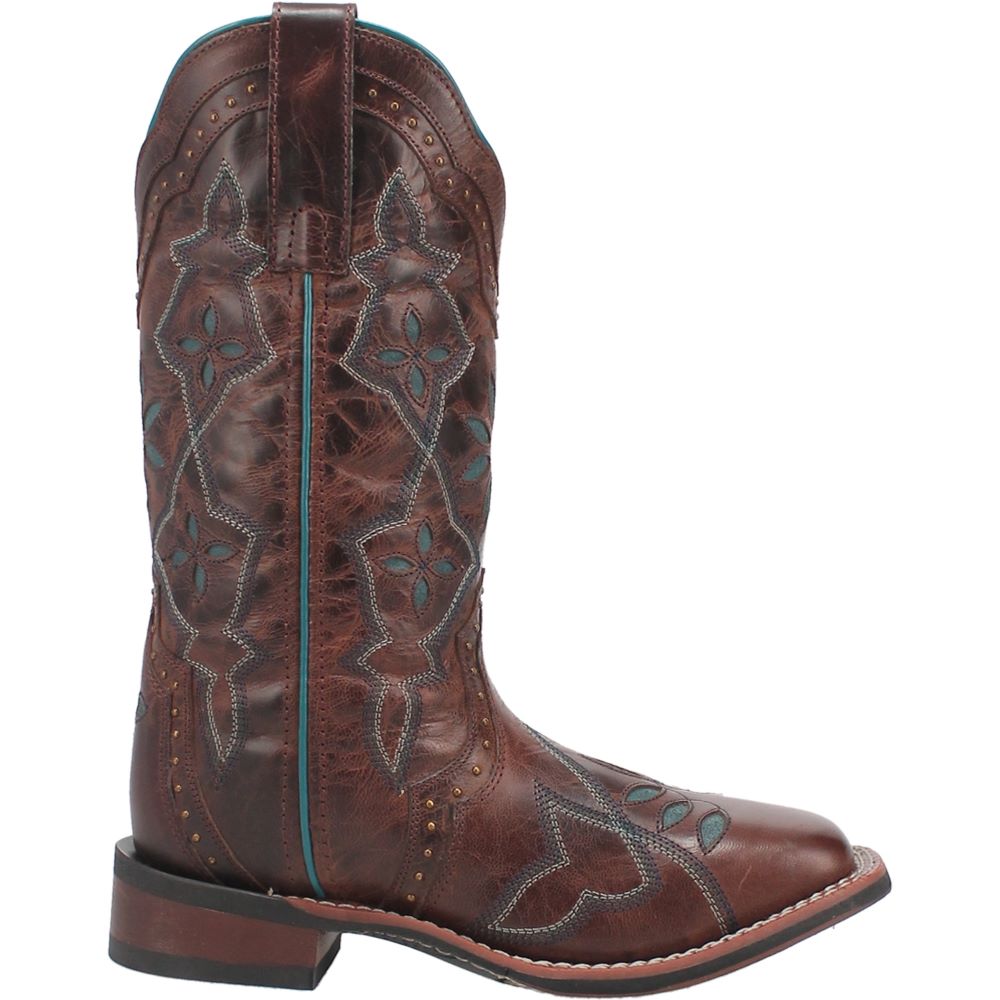 Laredo Women's Fashionable Gillyann Western-Style Square Toe Boots in Dark Brown