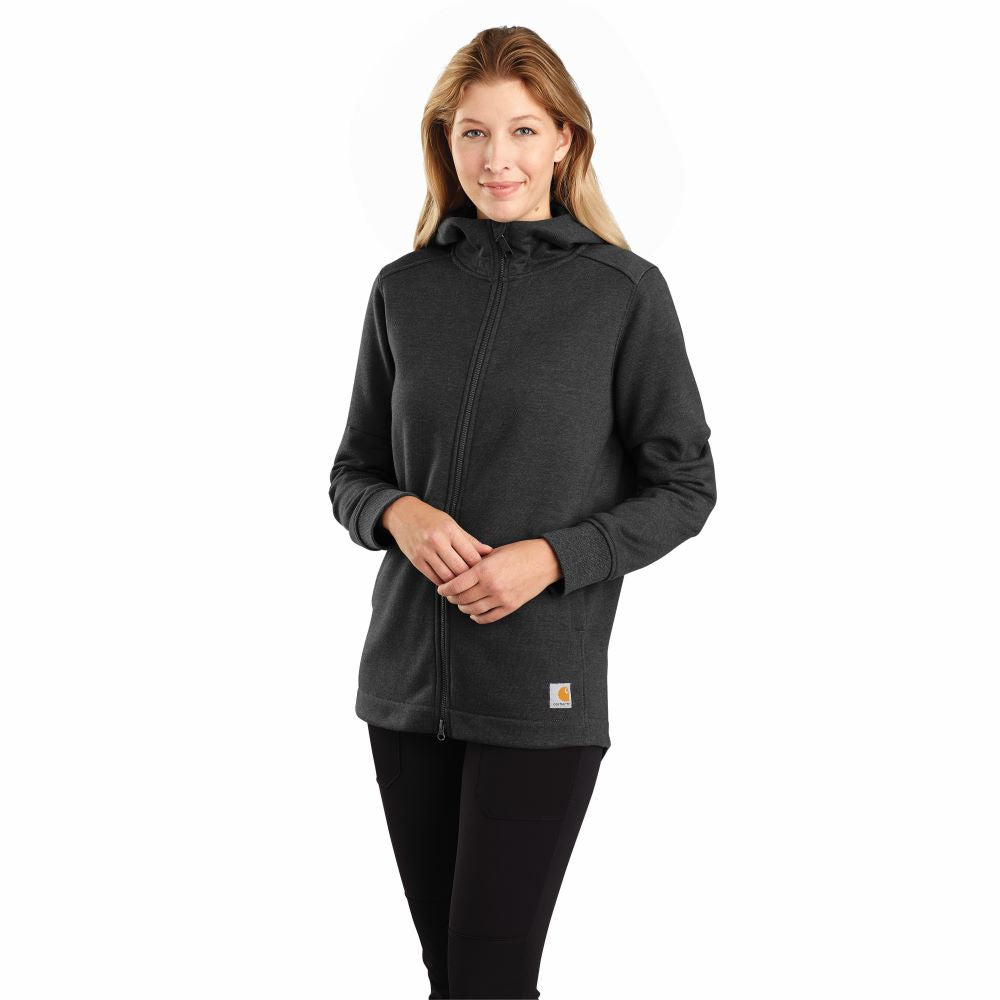 Carhartt Women's Rain Defender Full-Zip Tunic Sweatshirt Jacket in Carbon Heather Color