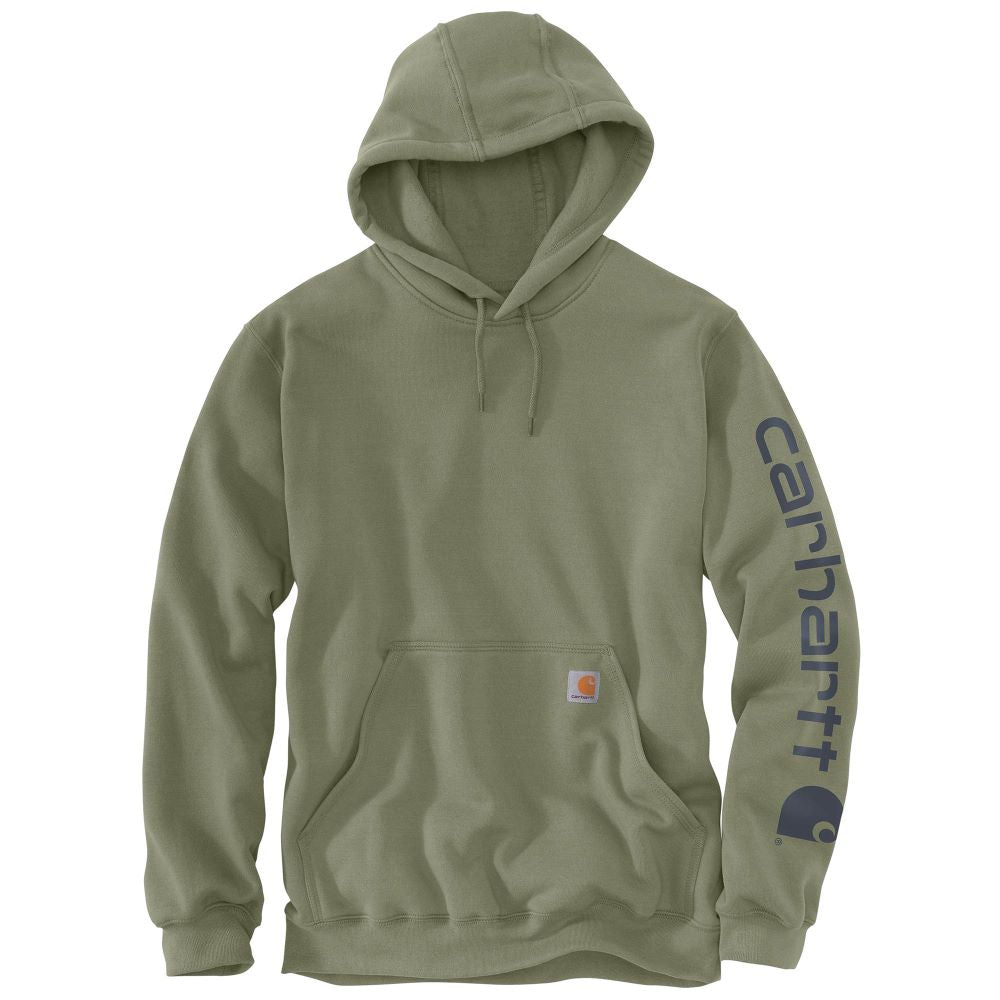 Carhartt Men's Dusty Olive Midweight Sleeve Logo Loose-Fit Hoodie