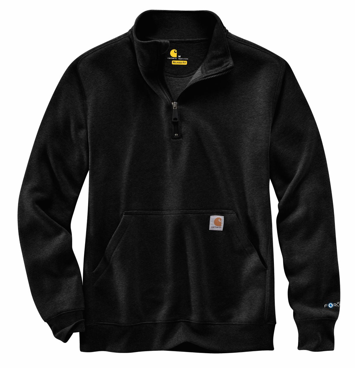 Carhartt Men's Force Midweight Quarter-Zip Sweatshirt in Black Heather - Ideal for Business and Casual Wear