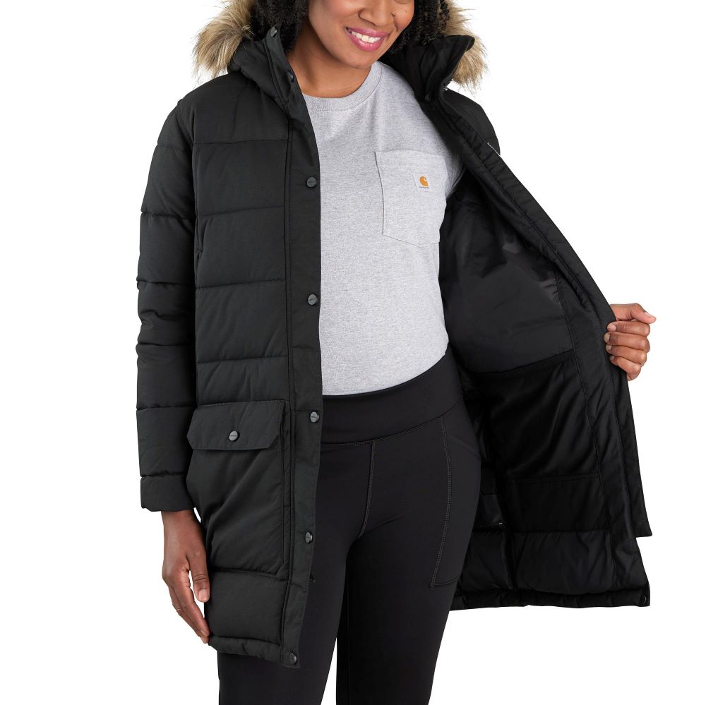 Carhartt Women's Relaxed Fit Insulated Montana Utility Coat in Classic Black Color