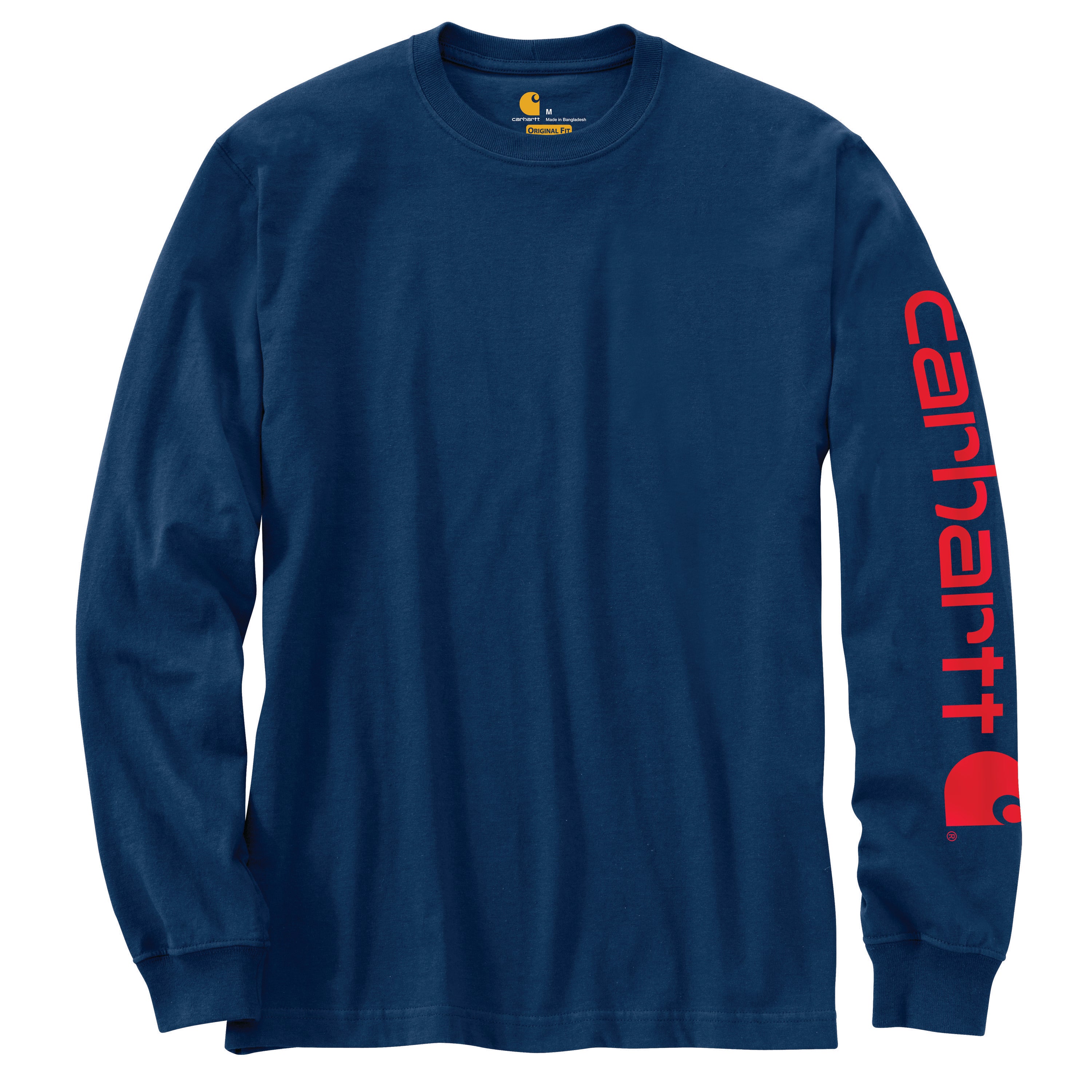 Carhartt Men's Dark Cobalt Blue Heavyweight Long Sleeve Logo T - Shirt