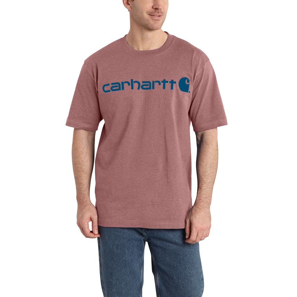Carhartt Men's Heavyweight Cotton Logo T-Shirt in Apple Butter Heather Shade