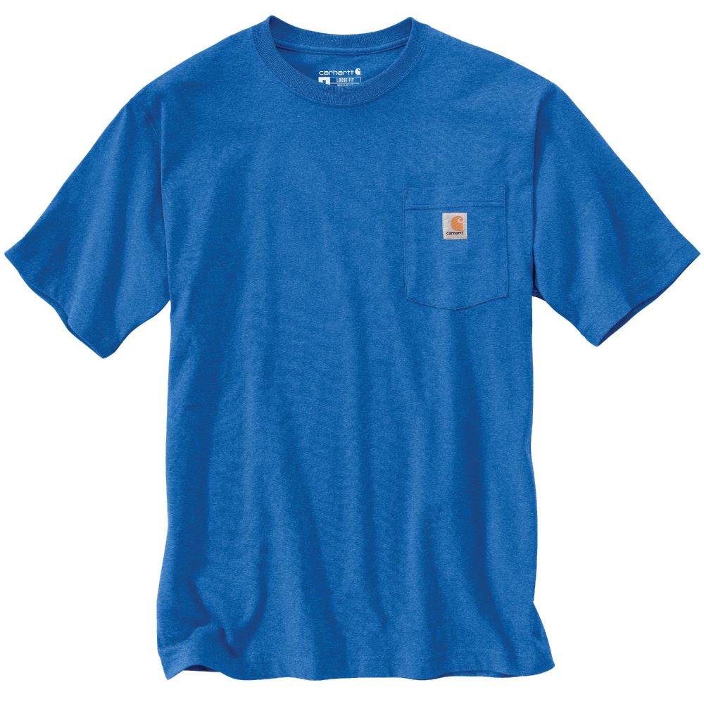 Carhartt Men's Heavyweight Loose Fit Pocket T-Shirt in Beacon Blue Heather