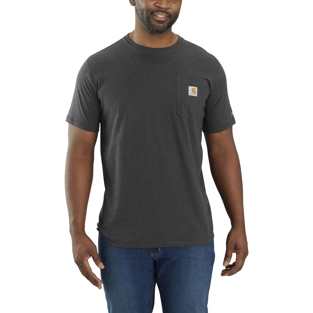 Carhartt Men's Force Relaxed-Fit Midweight Pocket T-Shirt in Carbon Heather Color for Enhanced Comfort