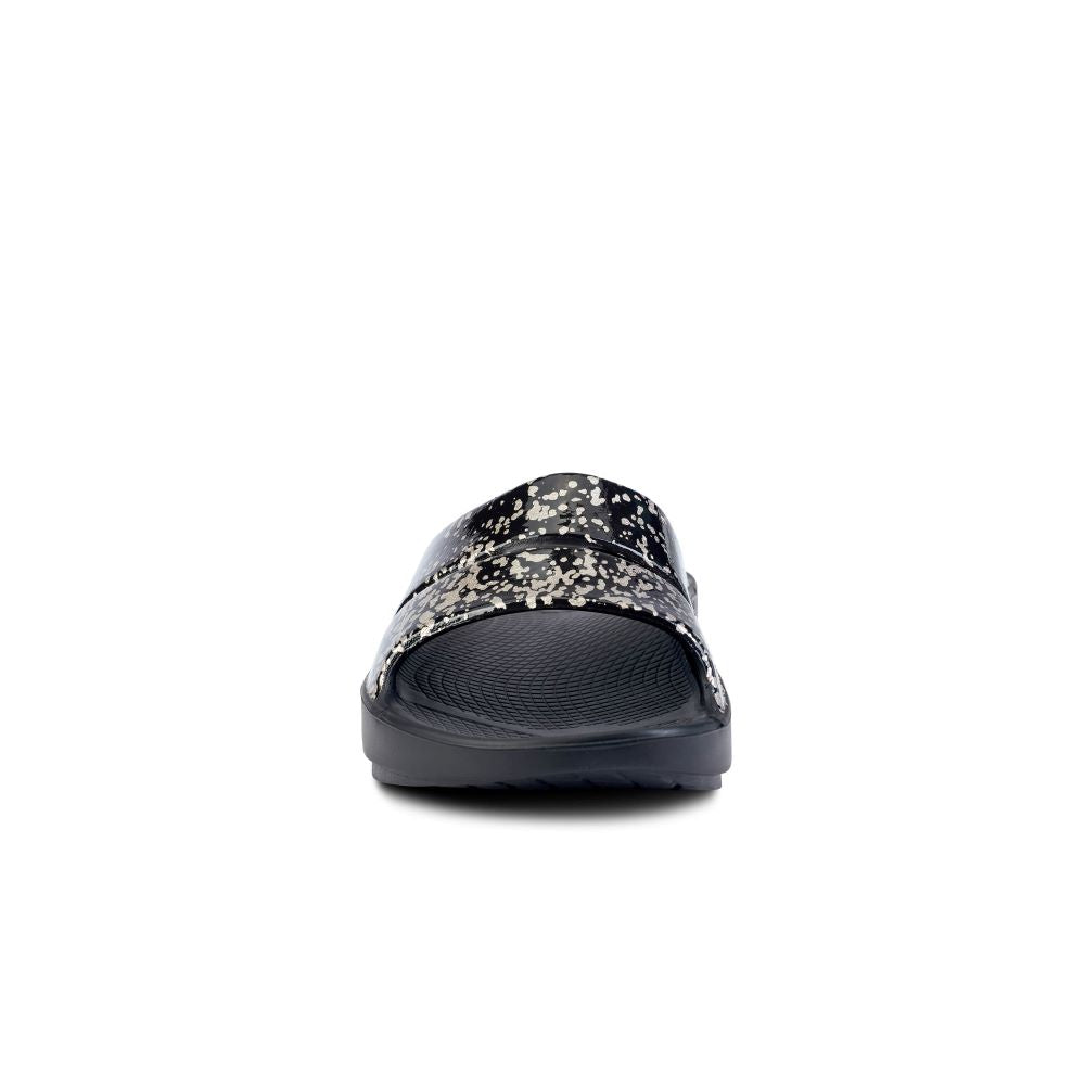 Limited Edition OOFOS Women's OOahh Slide in Black / Champagne Pop