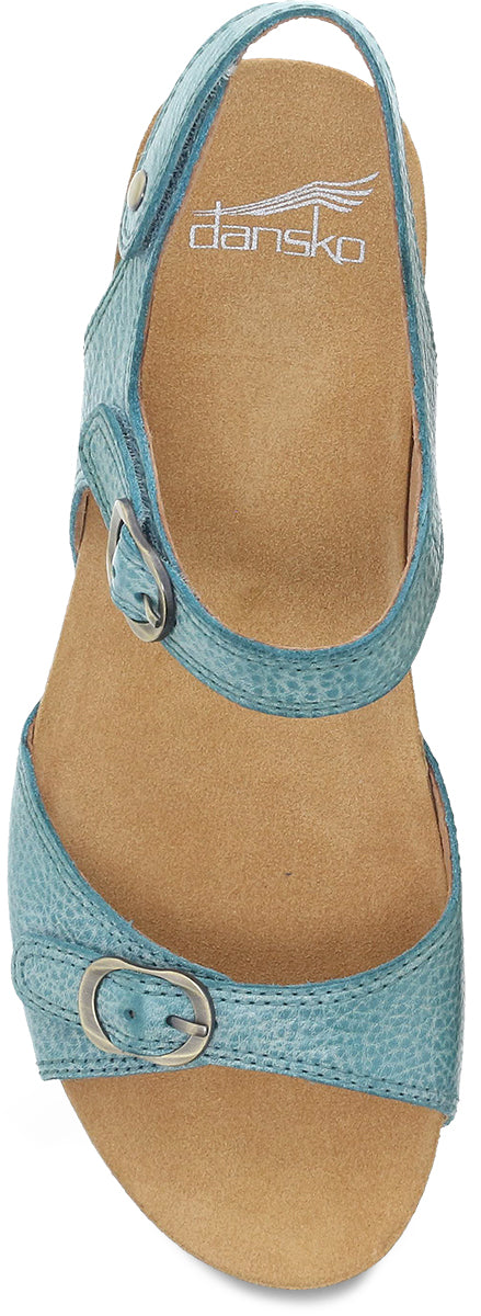 Dansko Women's Stylish Tricia Sandals in Lagoon Milled Burnished Finish